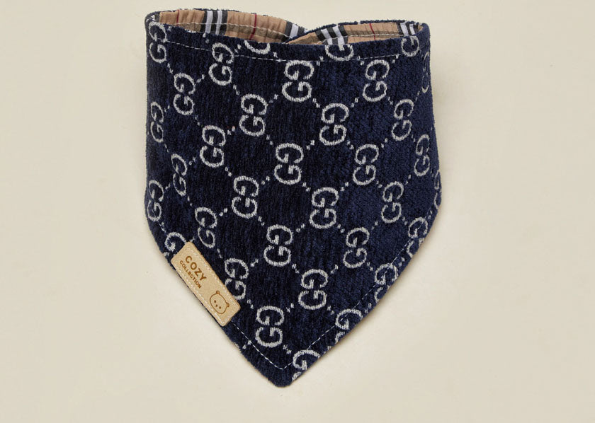 Reversible Luxury Designer Plaid and Letters Pet Dog Cat Bandana Bib